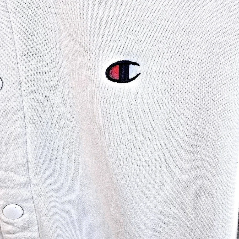 Champion Reverse Weave Snap Cardigan Sweatshirt‎ Mens M White Boxy Heritage Fit
